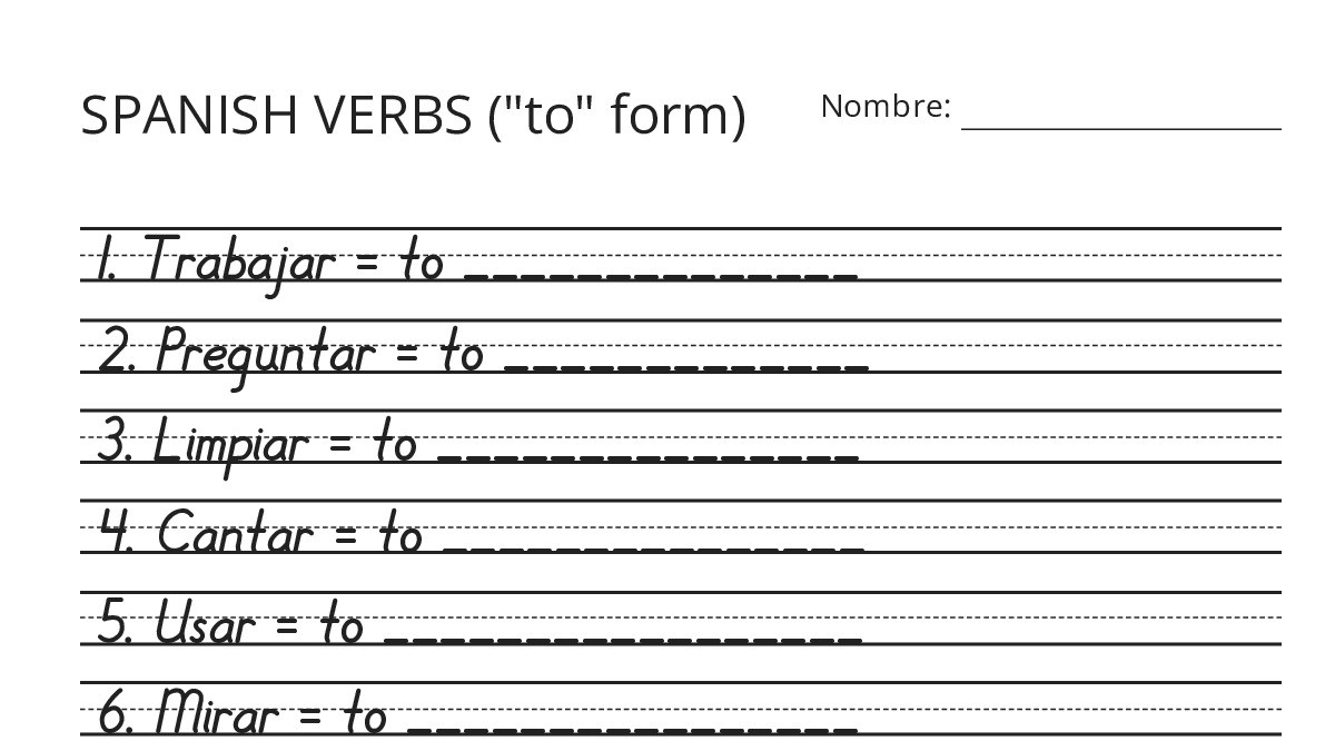 To Create Spanish SPANISH VERBS (