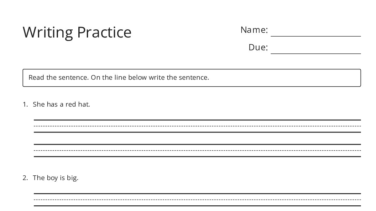 Writing Practice - My Worksheet Maker: Create Your Own Worksheets