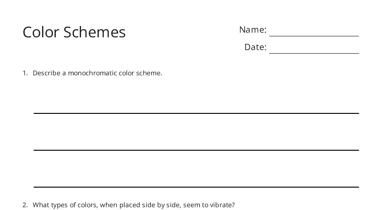 Color Schemes - My Worksheet Maker: Create Your Own Worksheets
