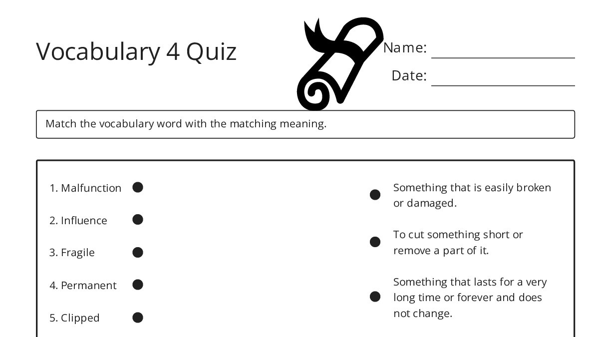 Vocabulary 4 Quiz - My Worksheet Maker: Create Your Own Worksheets