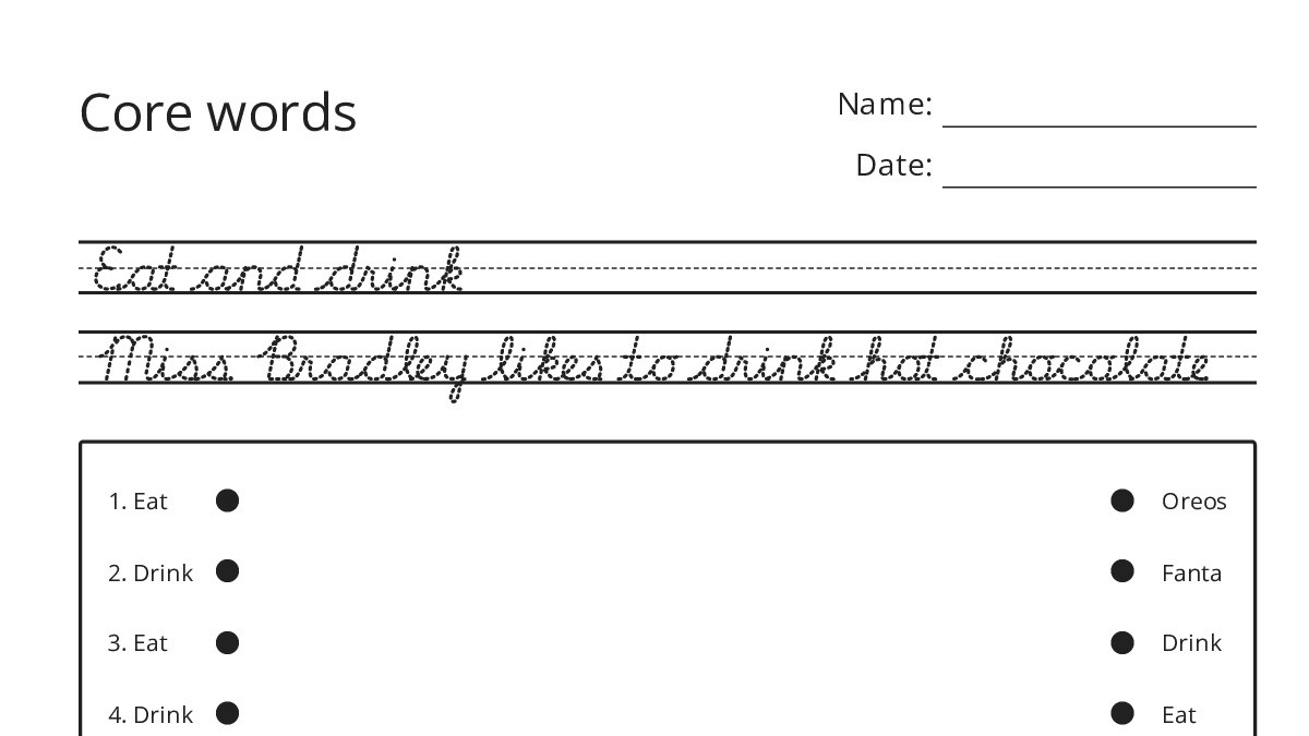Core words - My Worksheet Maker: Create Your Own Worksheets