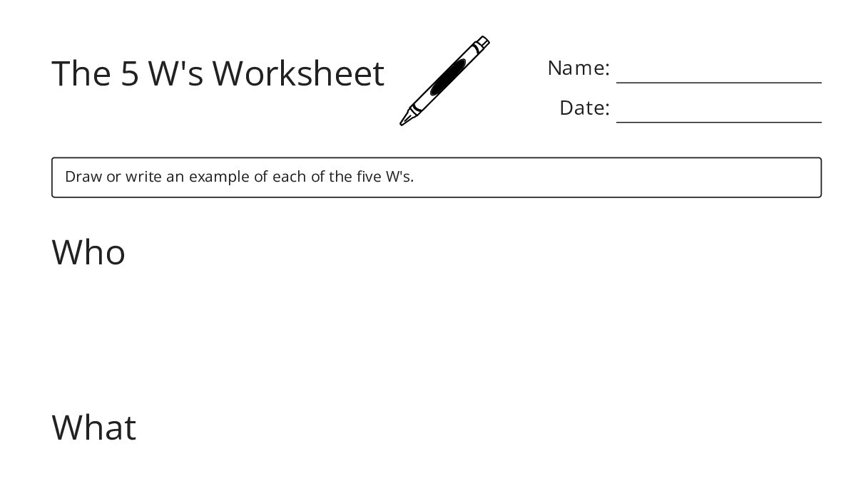 The 5 W's Worksheet - My Worksheet Maker: Create Your Own Worksheets
