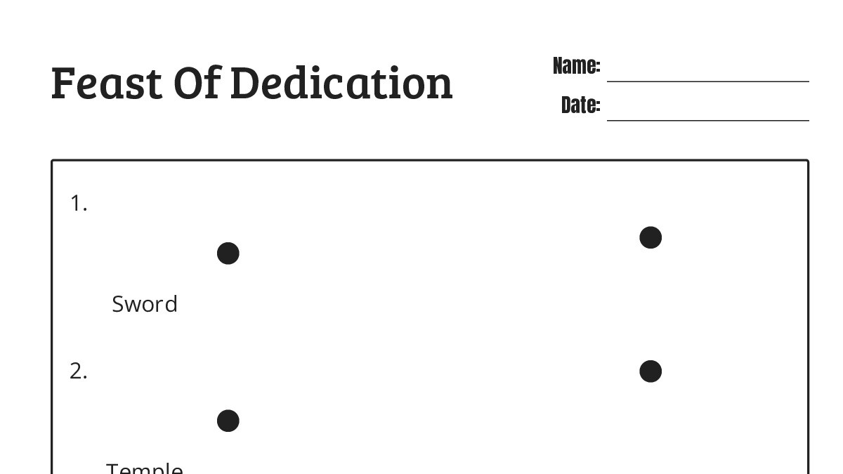 Feast Of Dedication - My Worksheet Maker: Create Your Own Worksheets