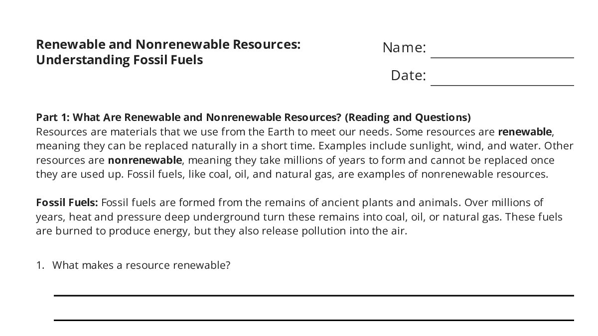 Renewable and Nonrenewable Resources: Understanding Fossil Fuels - My ...
