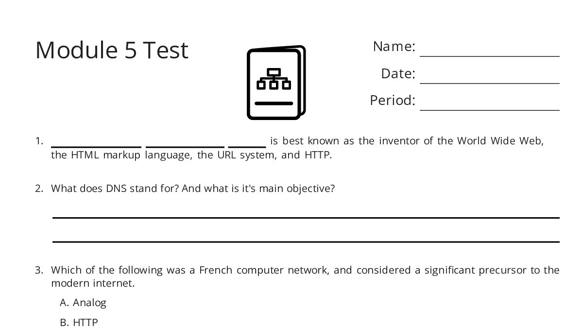 Module 5 Test - My Worksheet Maker: Create Your Own Worksheets