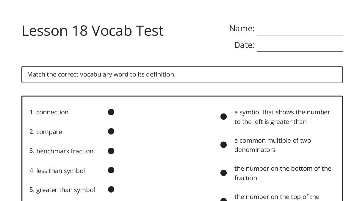 Lesson 18 Vocab Test - My Worksheet Maker: Create Your Own Worksheets