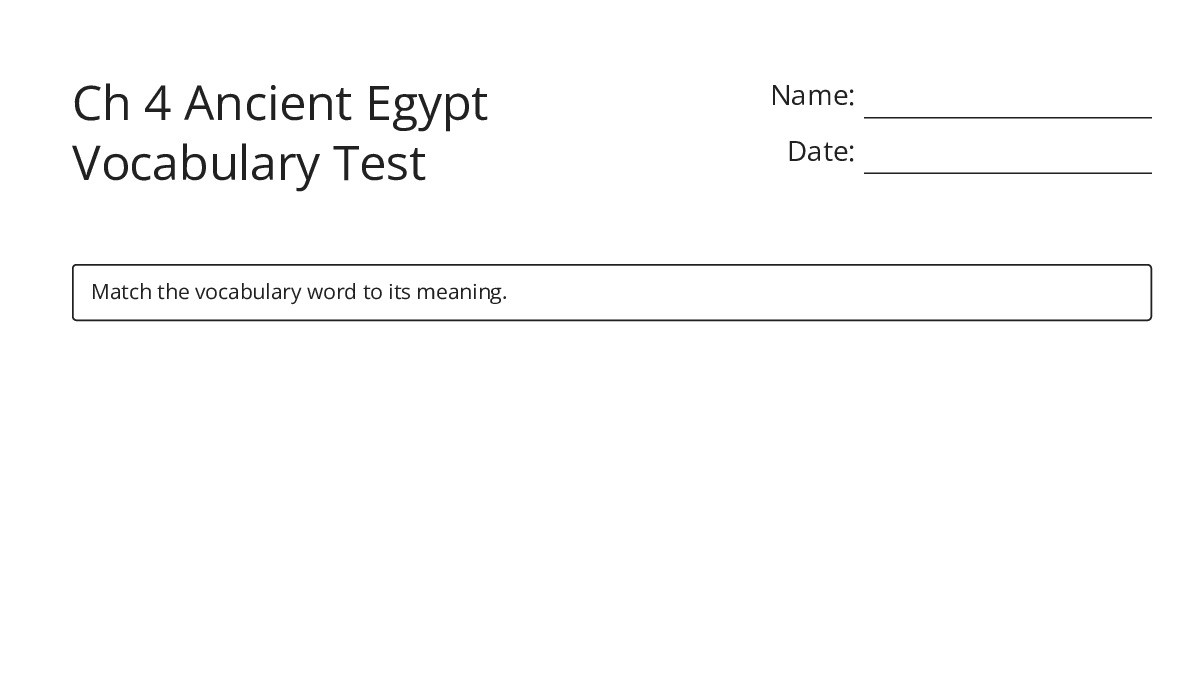 Ch 4 Ancient Egypt Vocabulary Test - My Worksheet Maker: Create Your ...