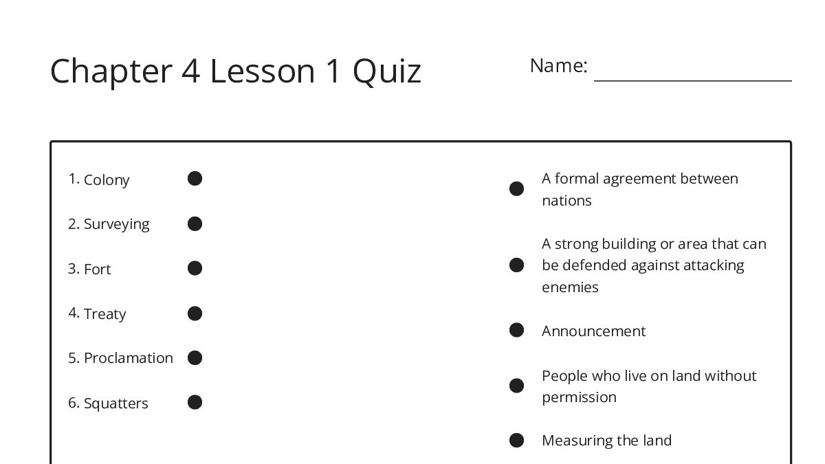 Chapter 4 Lesson 1 Quiz - My Worksheet Maker: Create Your Own Worksheets