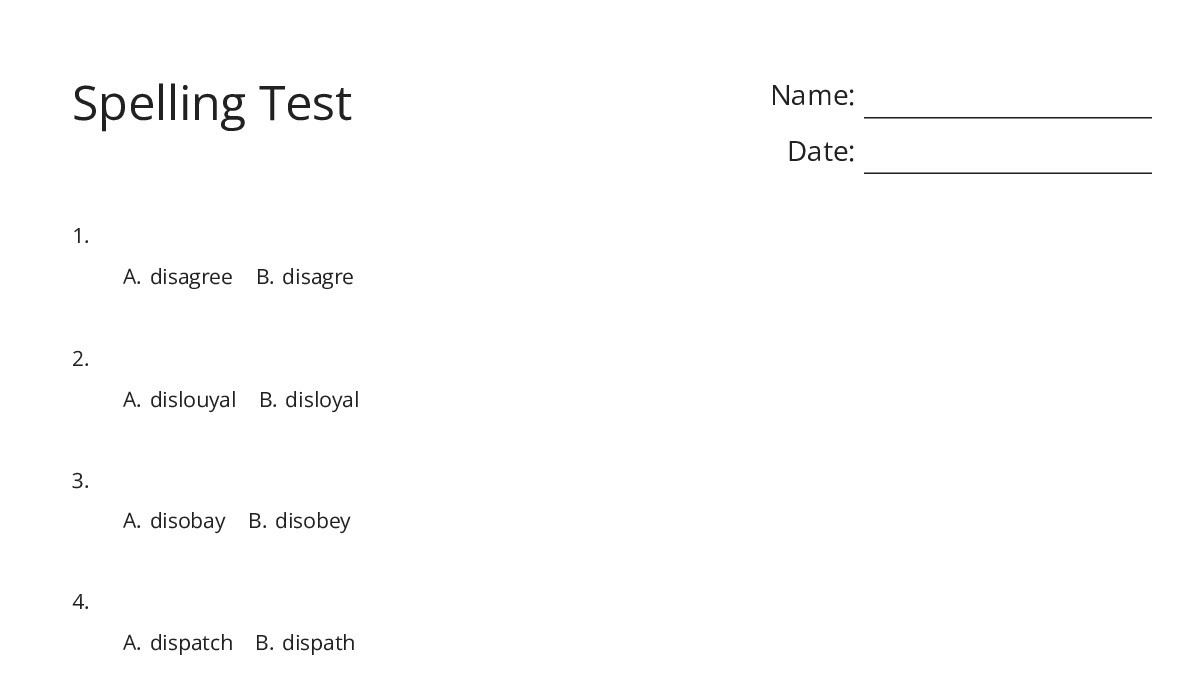 Spelling Test - My Worksheet Maker: Create Your Own Worksheets