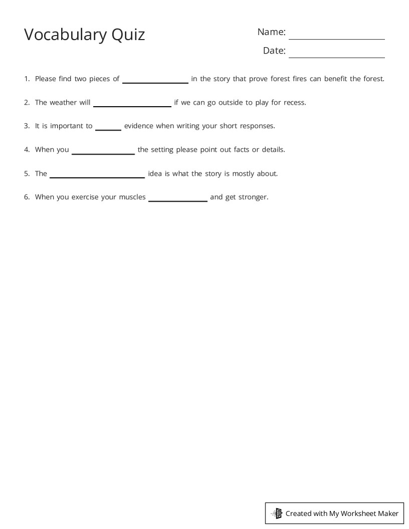 Vocabulary Quiz My Worksheet Maker Create Your Own Worksheets Vocabulary quiz my worksheet maker create your own worksheets