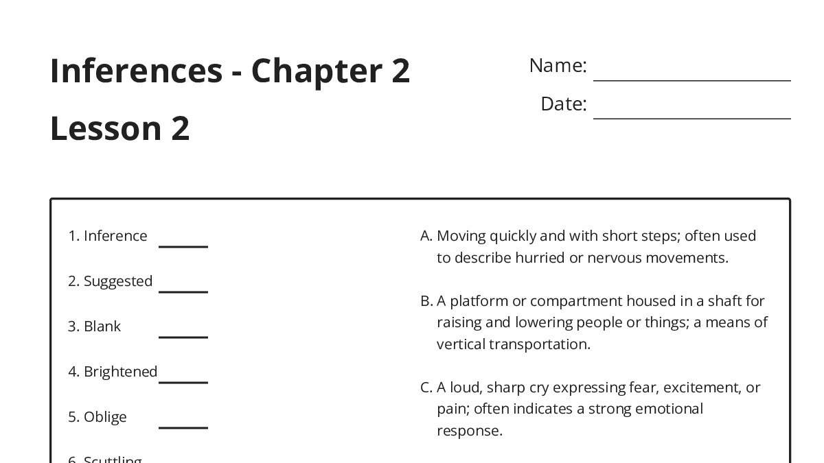 Inferences - Chapter 2 Lesson 2 - My Worksheet Maker: Create Your Own ...