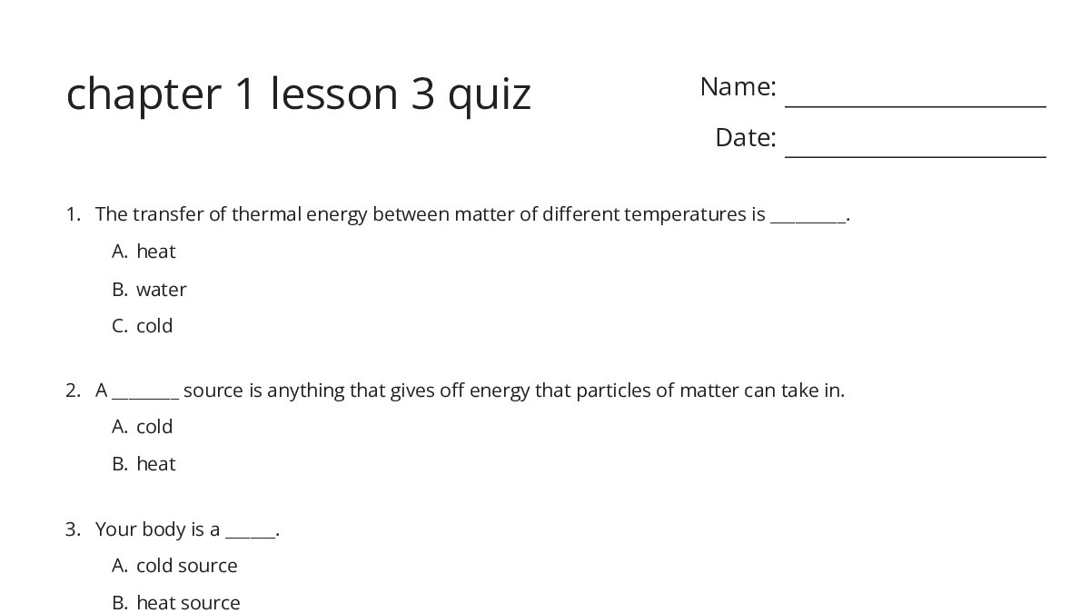 Chapter 1 Lesson 1 chapter 1 lesson 3 quiz - My Worksheet Maker: Create Your Own Worksheets