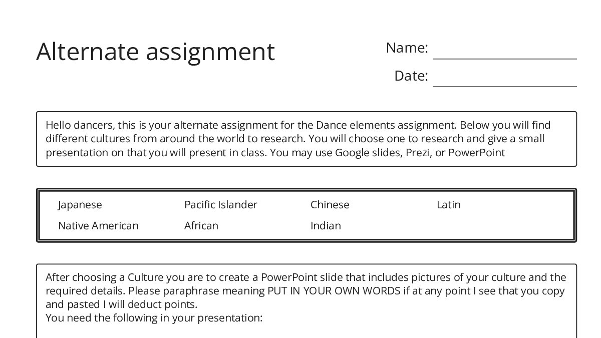 Alternate assignment - My Worksheet Maker: Create Your Own Worksheets