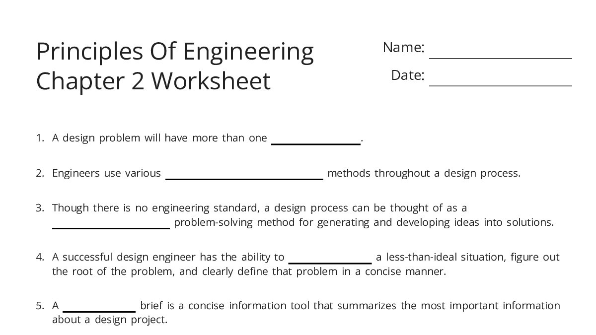 Engineering Science N2 Chapter 2 Principles Of Engineering Chapter 2 Worksheet - My Worksheet Maker ...