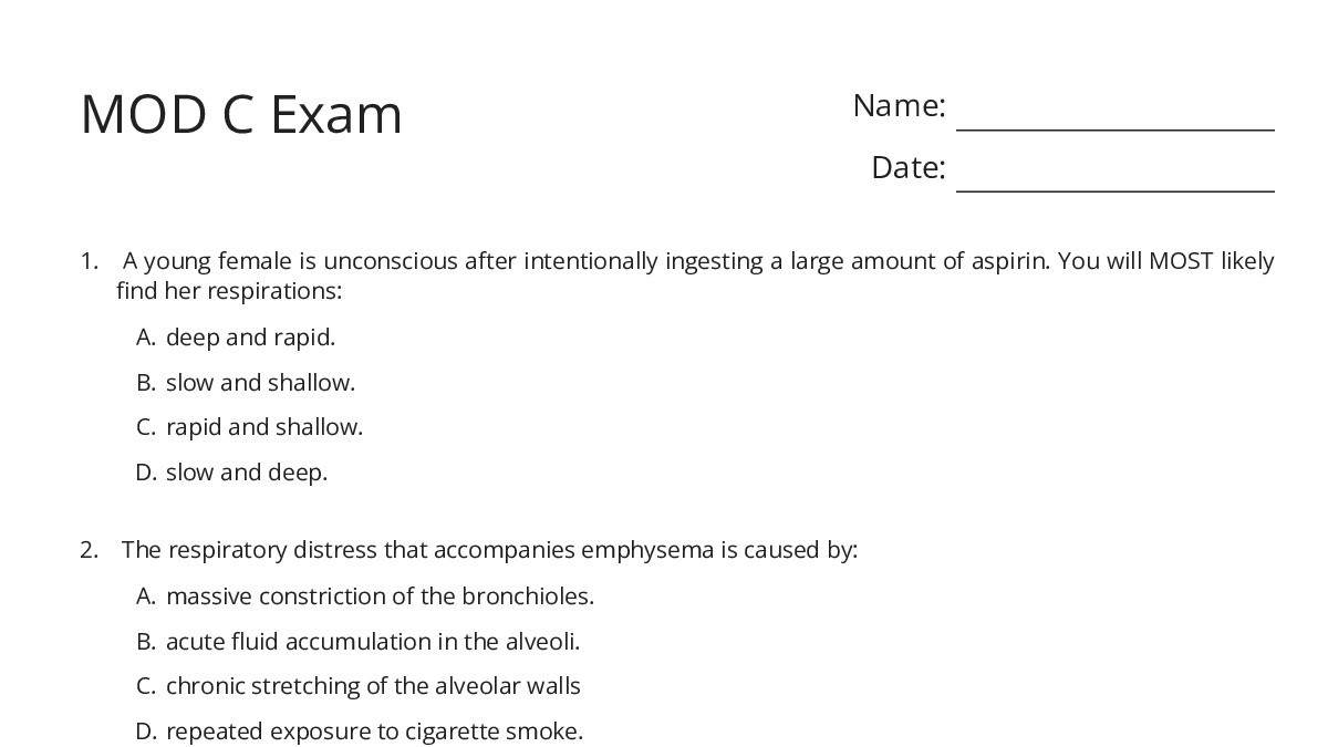 Modlink Worksheet MOD C Exam - My Worksheet Maker: Create Your Own Worksheets