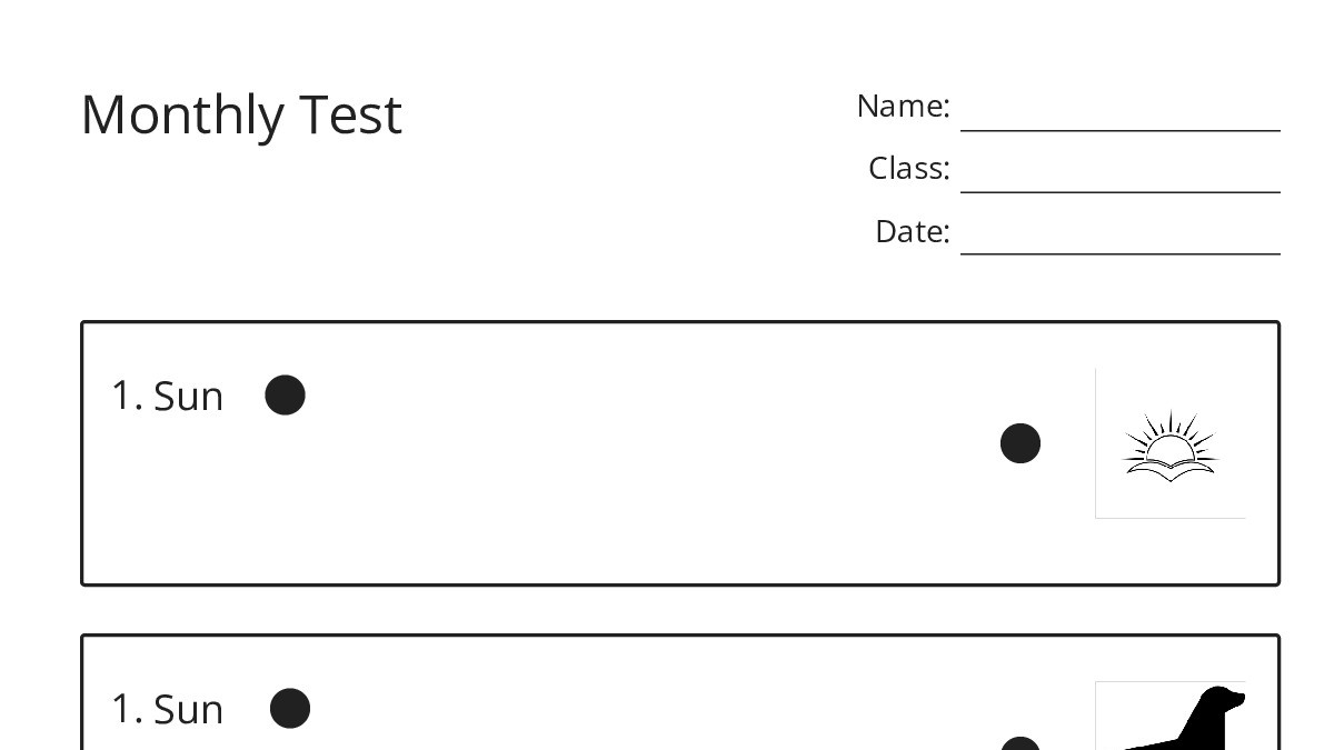 Monthly Test - My Worksheet Maker: Create Your Own Worksheets
