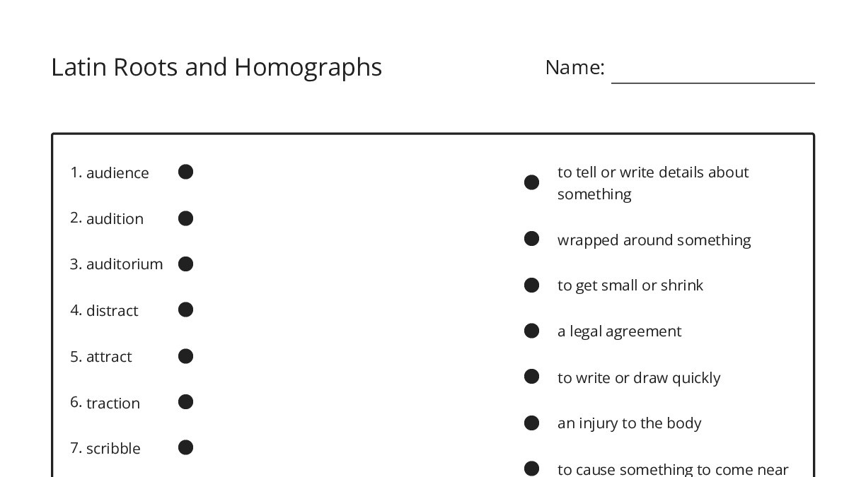 Papered Latin Roots Worksheet.pdf Latin Roots and Homographs - My Worksheet Maker: Create Your Own Worksheets