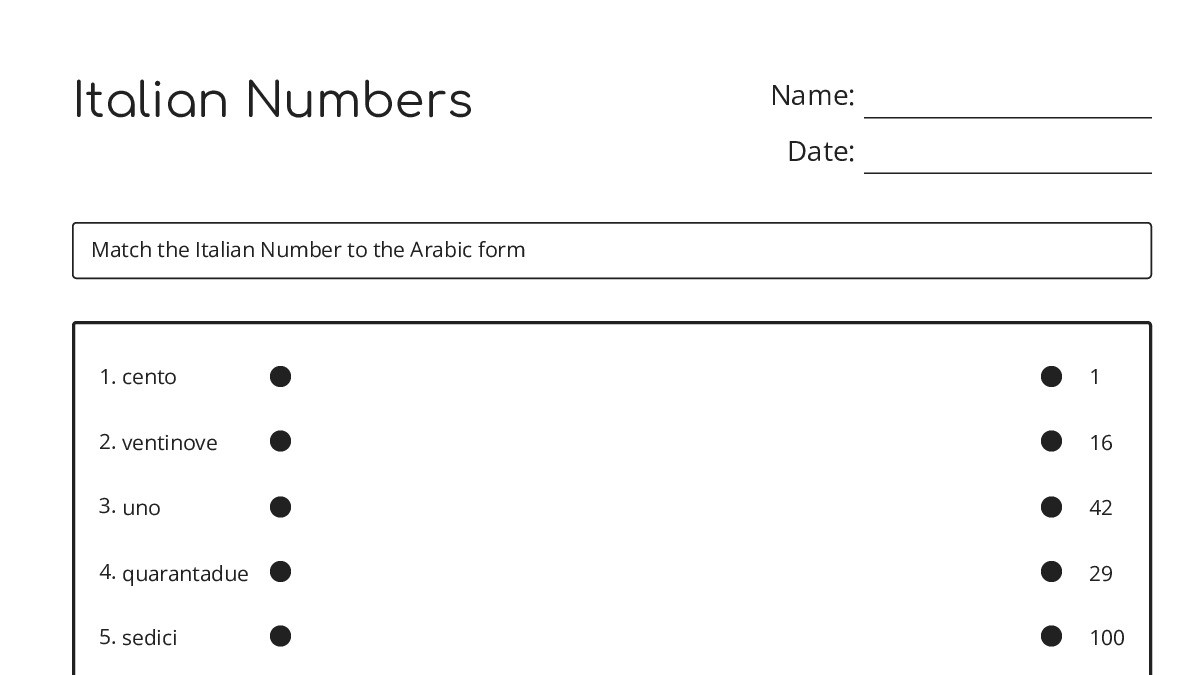 Italian Worksheet Numbers .pdf Italian Numbers - My Worksheet Maker: Create Your Own Worksheets