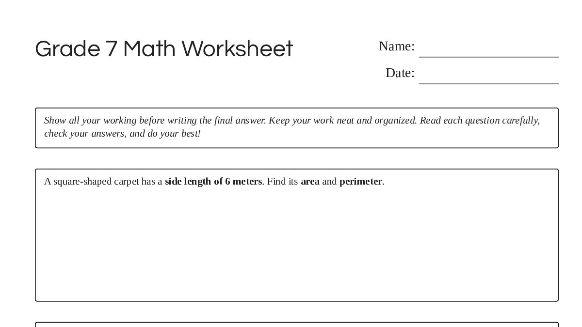 Grade 7 Module Math Worksheets Grade 7 Math Worksheet - My Worksheet Maker: Create Your Own Worksheets
