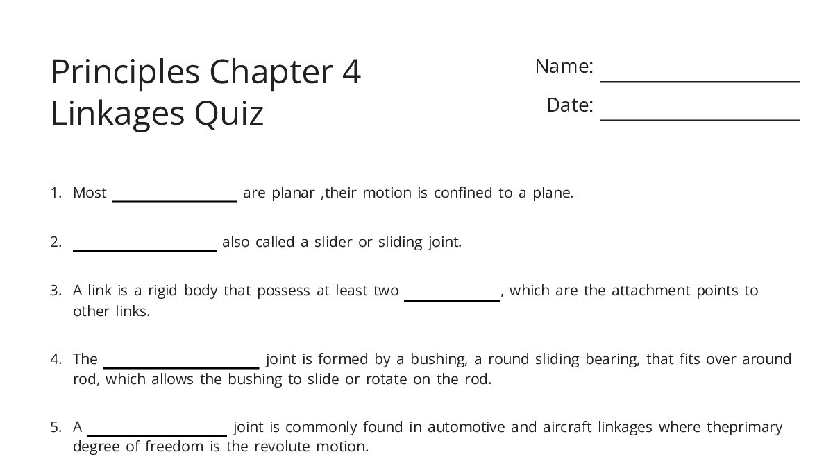 Principles Chapter 4 Linkages Quiz - My Worksheet Maker: Create Your ...
