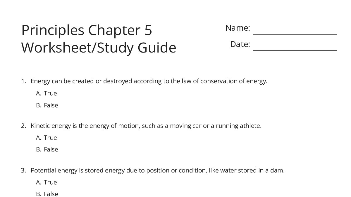Principles Chapter 5 Worksheet/Study Guide - My Worksheet Maker: Create ...