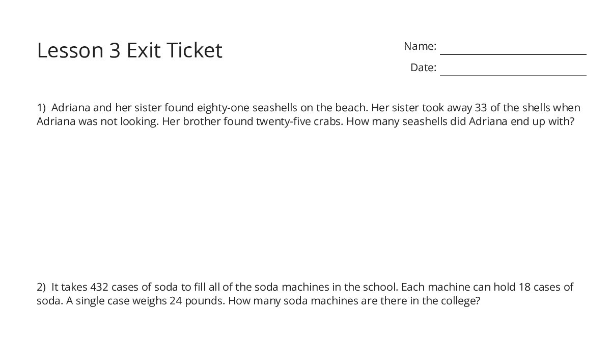 Lesson 3 Exit Ticket - My Worksheet Maker: Create Your Own Worksheets