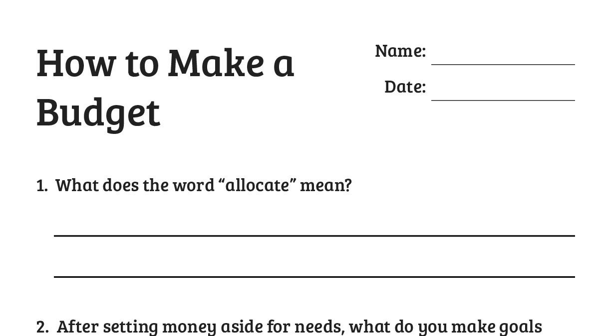 How to Make a Budget My Worksheet Maker Create Your Own Worksheets