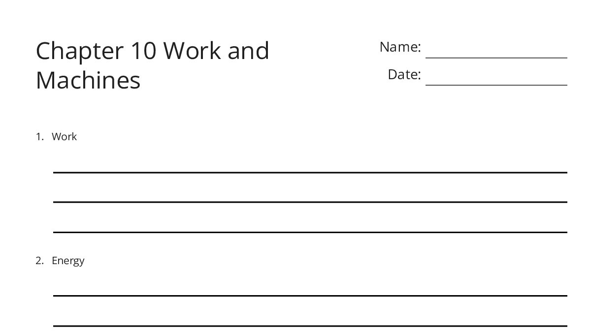 Chapter 10 Work and Machines - My Worksheet Maker: Create Your Own ...