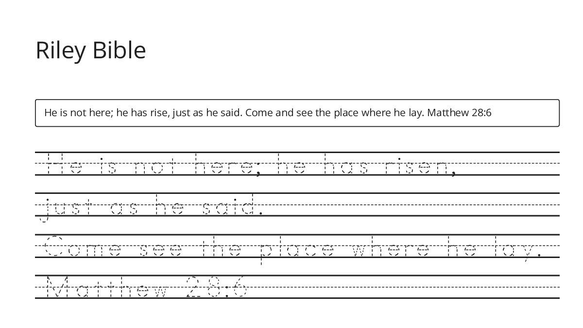 Riley Bible - My Worksheet Maker: Create Your Own Worksheets