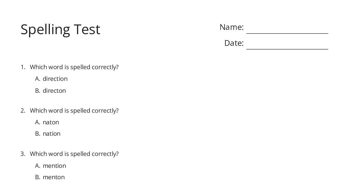 Spelling Test - My Worksheet Maker: Create Your Own Worksheets