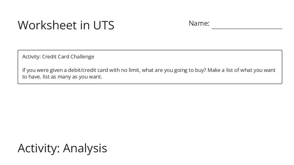 Worksheet in UTS - My Worksheet Maker: Create Your Own Worksheets