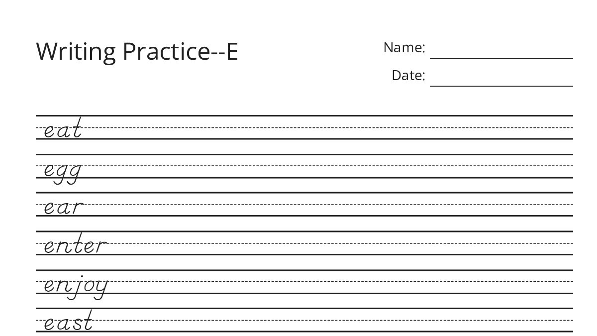 Writing Practice--E - My Worksheet Maker: Create Your Own Worksheets