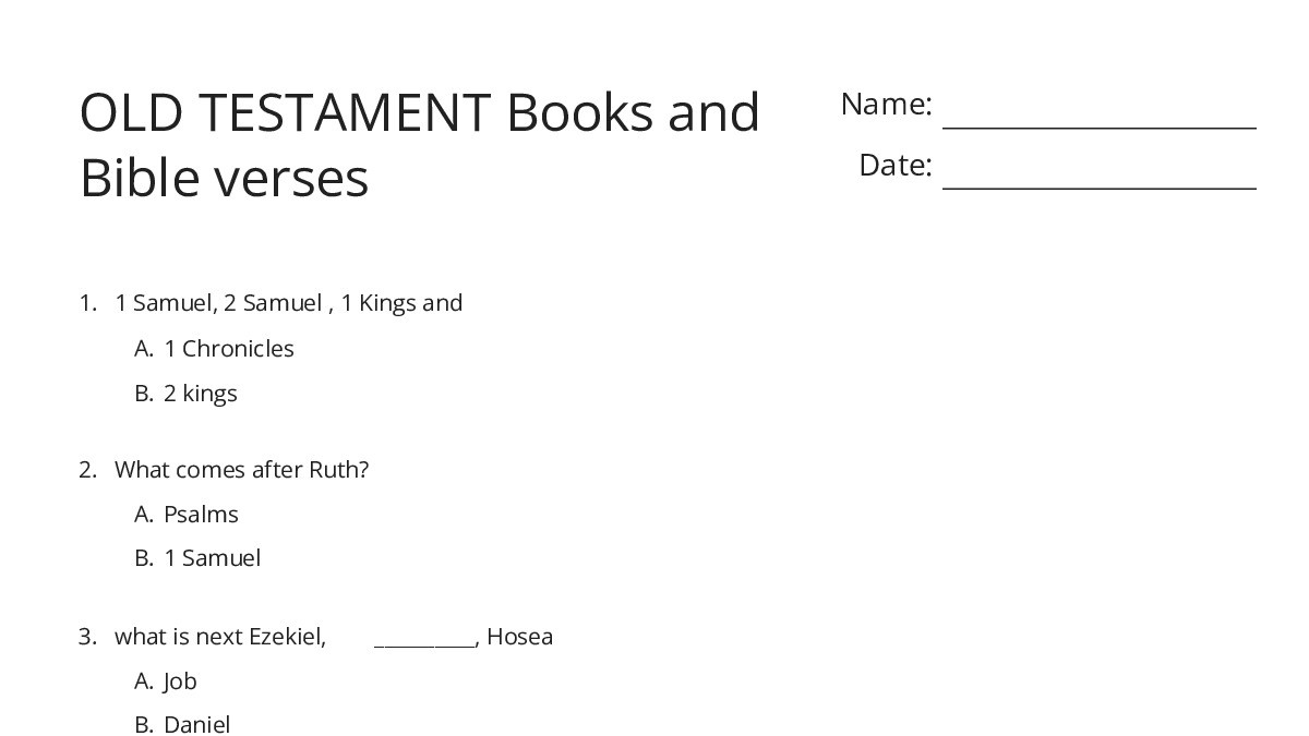 OLD TESTAMENT Books and Bible verses - My Worksheet Maker: Create Your ...