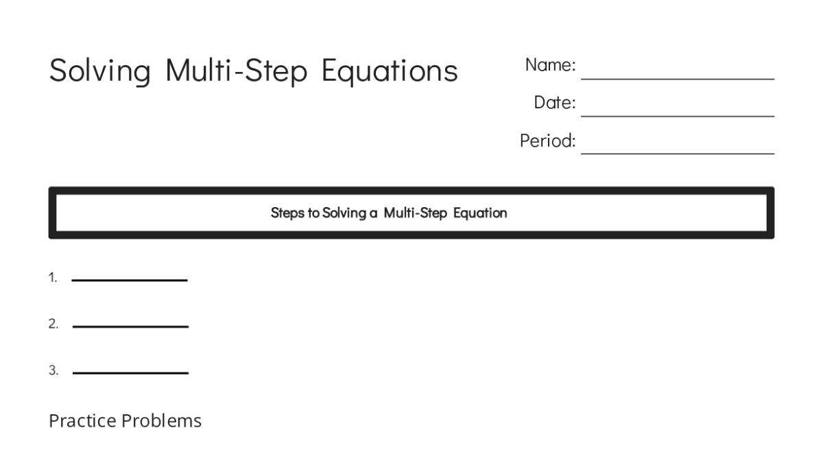 Solving Multi-Step Equations - My Worksheet Maker: Create Your Own ...