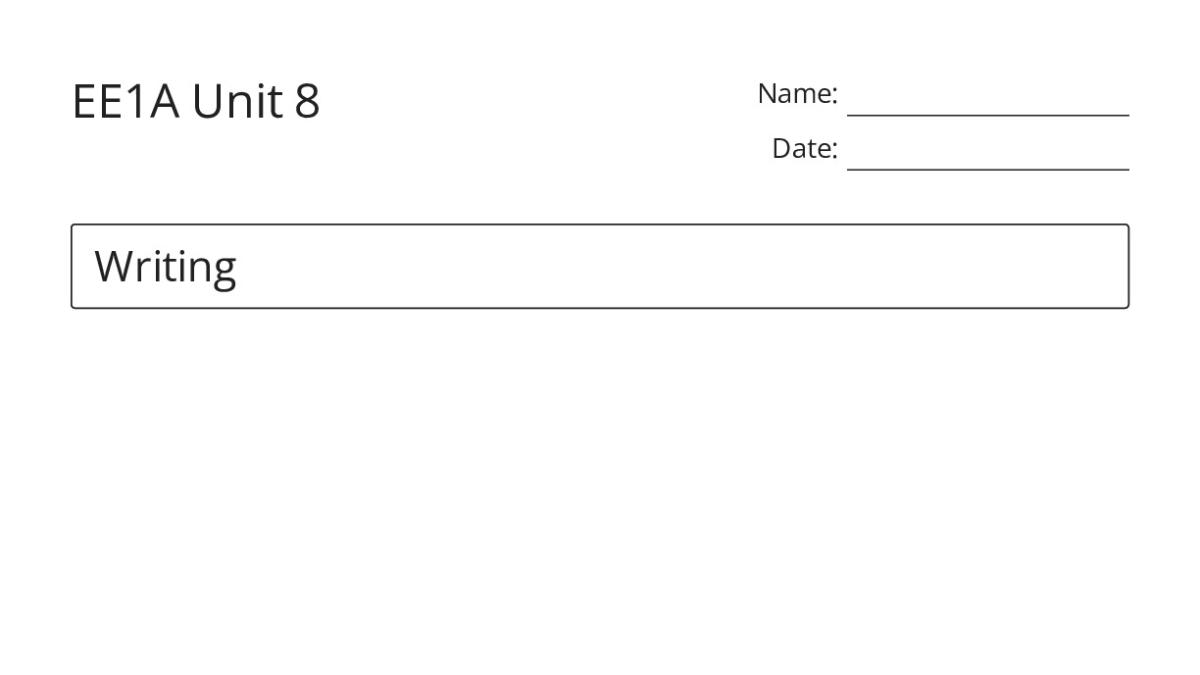 EE1A Unit 8 - My Worksheet Maker: Create Your Own Worksheets
