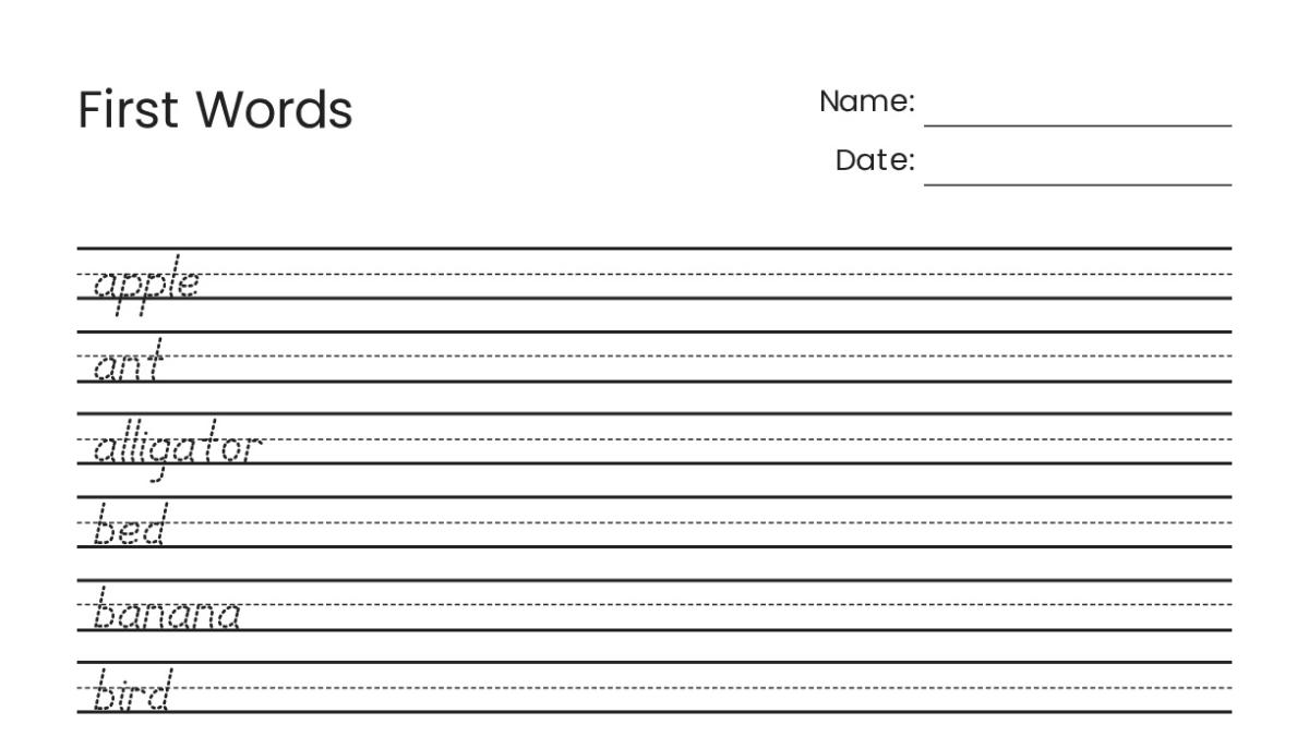First Words - My Worksheet Maker: Create Your Own Worksheets