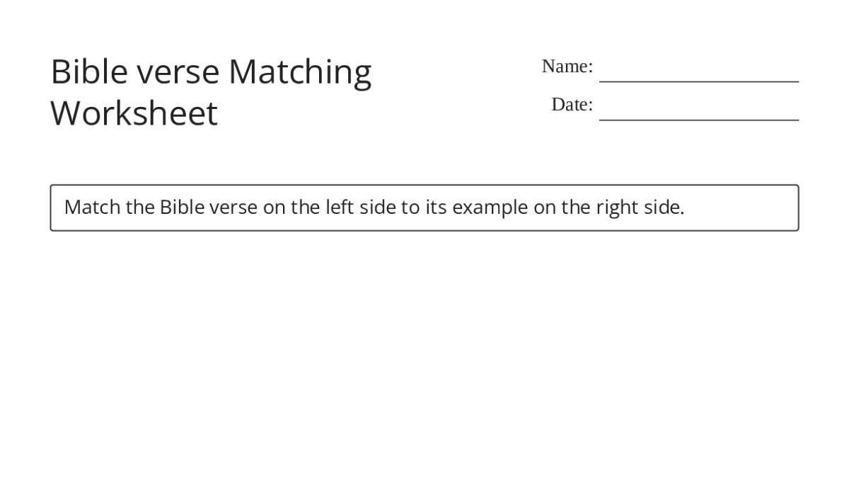 Bible verse Matching Worksheet - My Worksheet Maker: Create Your Own ...
