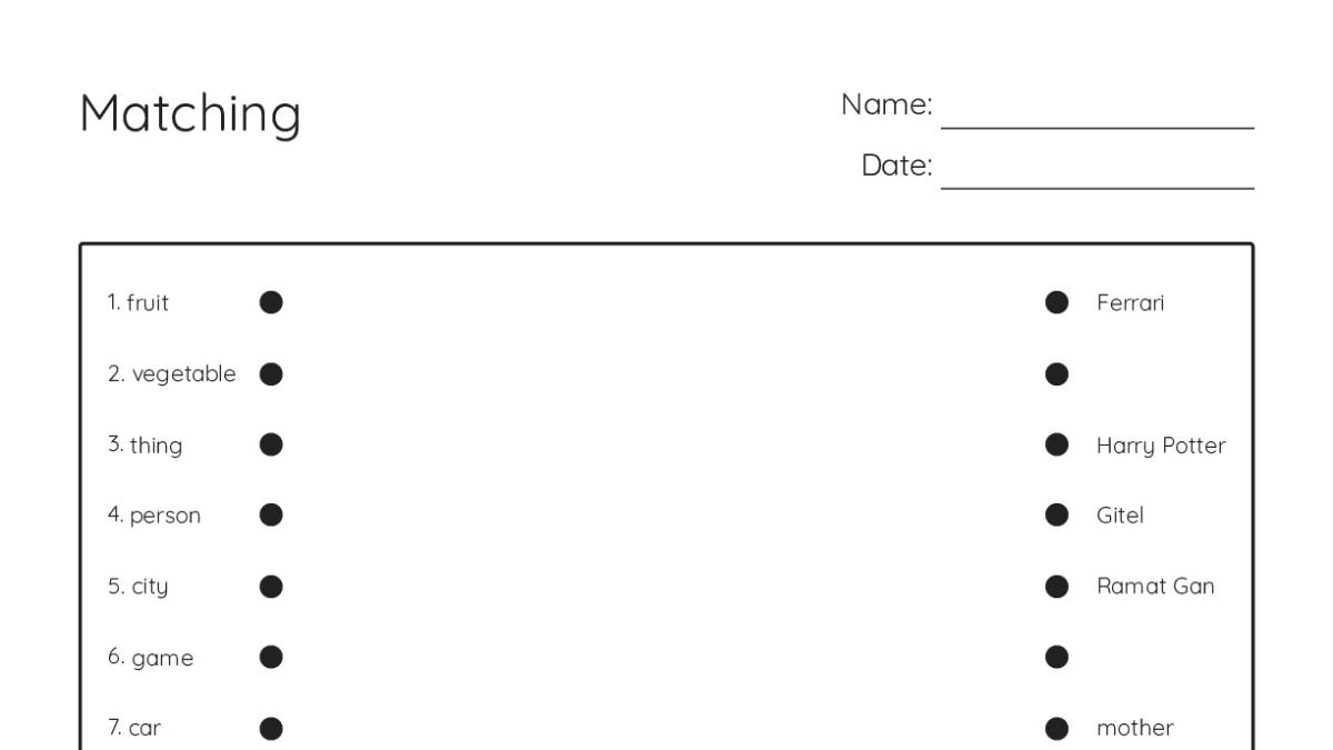 Matching - My Worksheet Maker: Create Your Own Worksheets