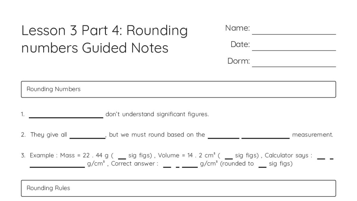 Lesson 3 Part 4: Rounding numbers Guided Notes - My Worksheet Maker ...