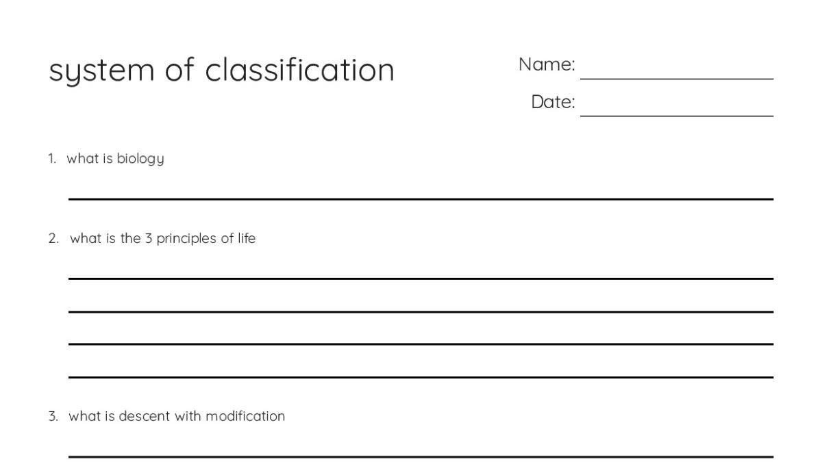 system of classification - My Worksheet Maker: Create Your Own Worksheets