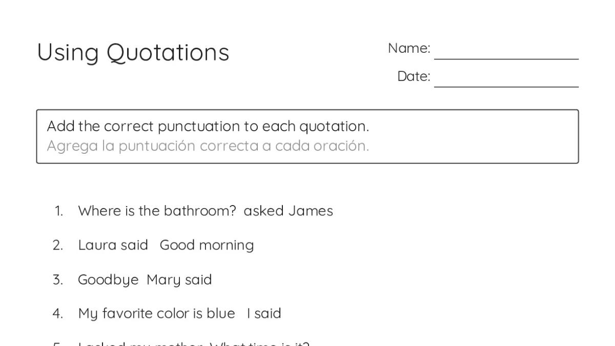 Using Quotations - My Worksheet Maker: Create Your Own Worksheets