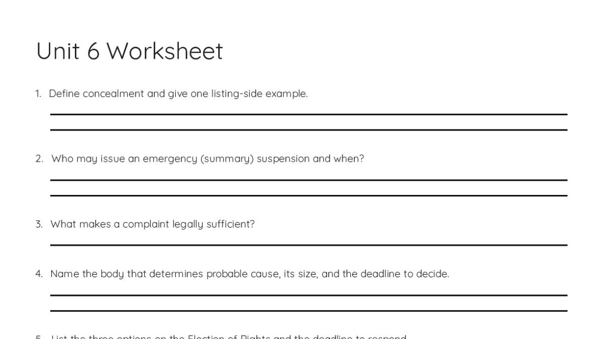 Unit 6 Worksheet - My Worksheet Maker: Create Your Own Worksheets