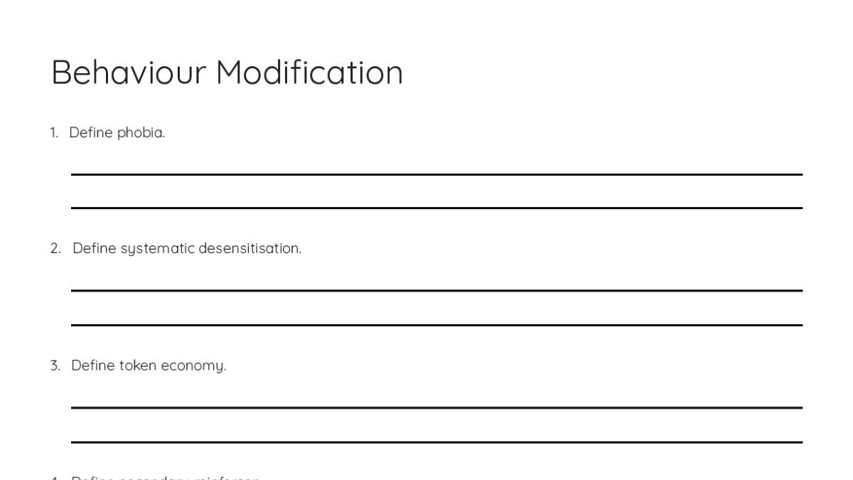 Behaviour Modification - My Worksheet Maker: Create Your Own Worksheets