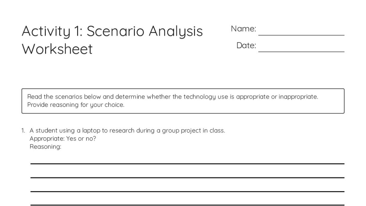 Activity 1: Scenario Analysis Worksheet - My Worksheet Maker: Create ...