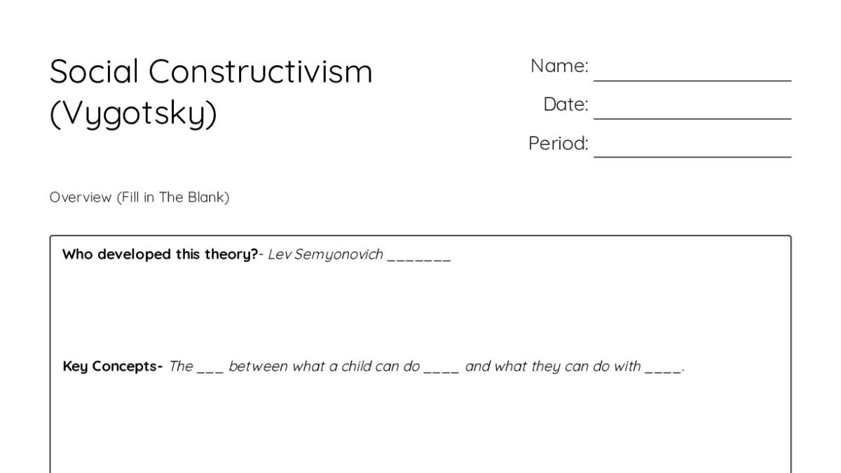 Social Constructivism (Vygotsky) - My Worksheet Maker: Create Your Own ...