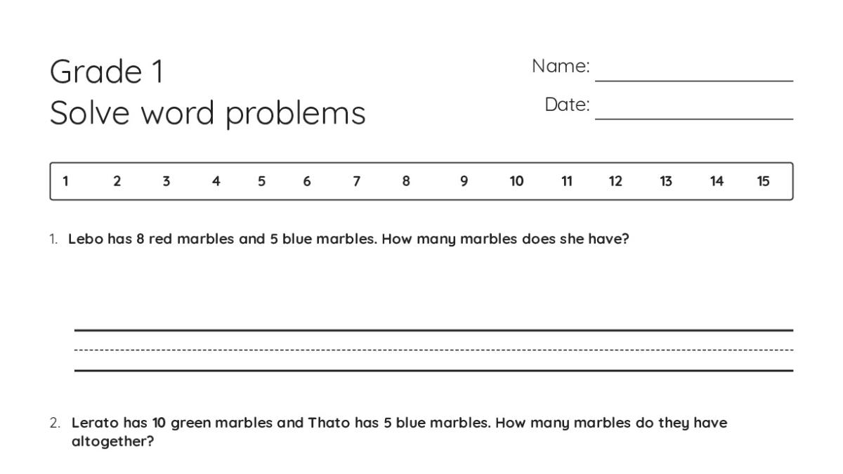 Grade 1 Solve word problems - My Worksheet Maker: Create Your Own ...