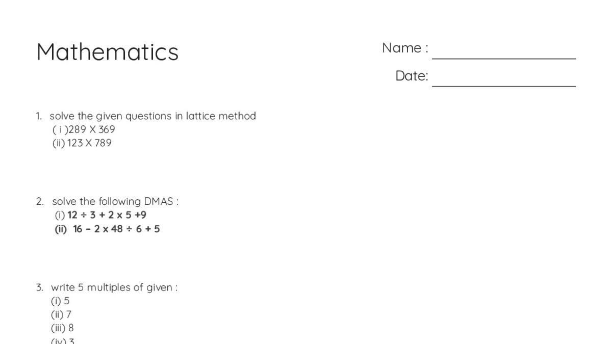 Mathematics - My Worksheet Maker: Create Your Own Worksheets