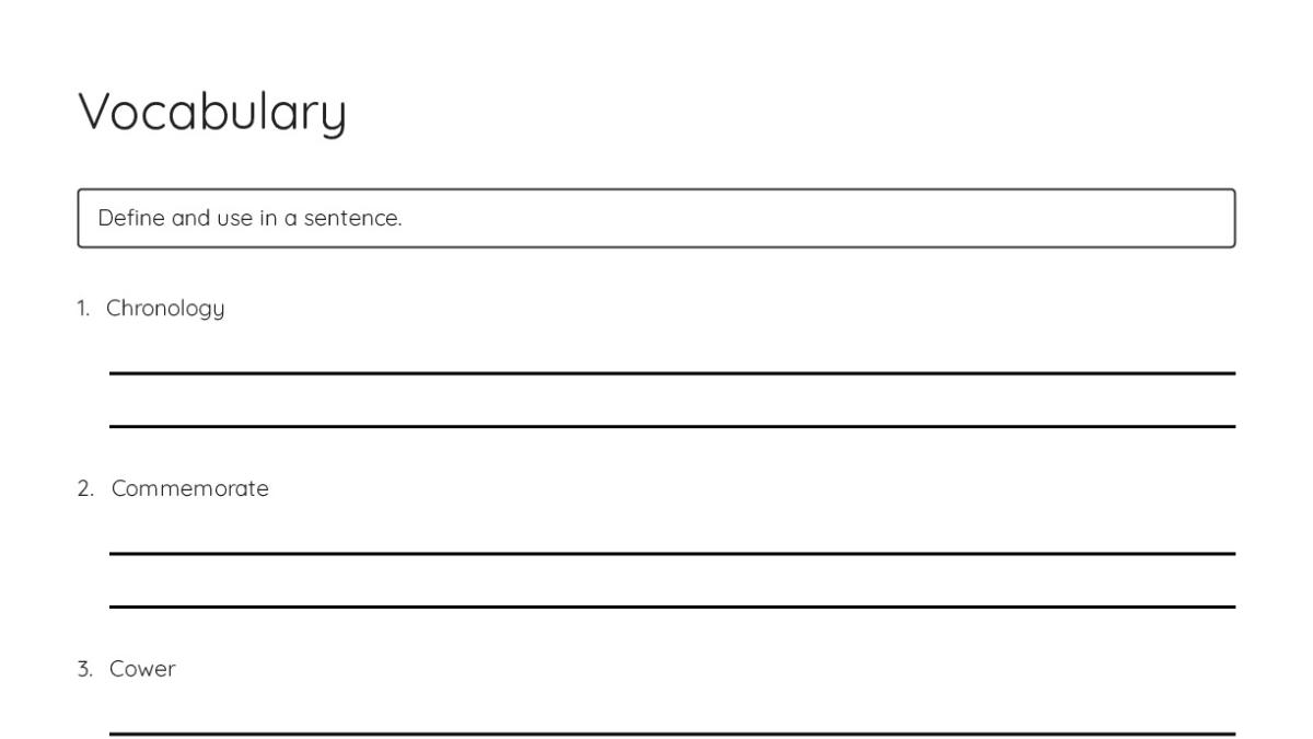 Vocabulary - My Worksheet Maker: Create Your Own Worksheets