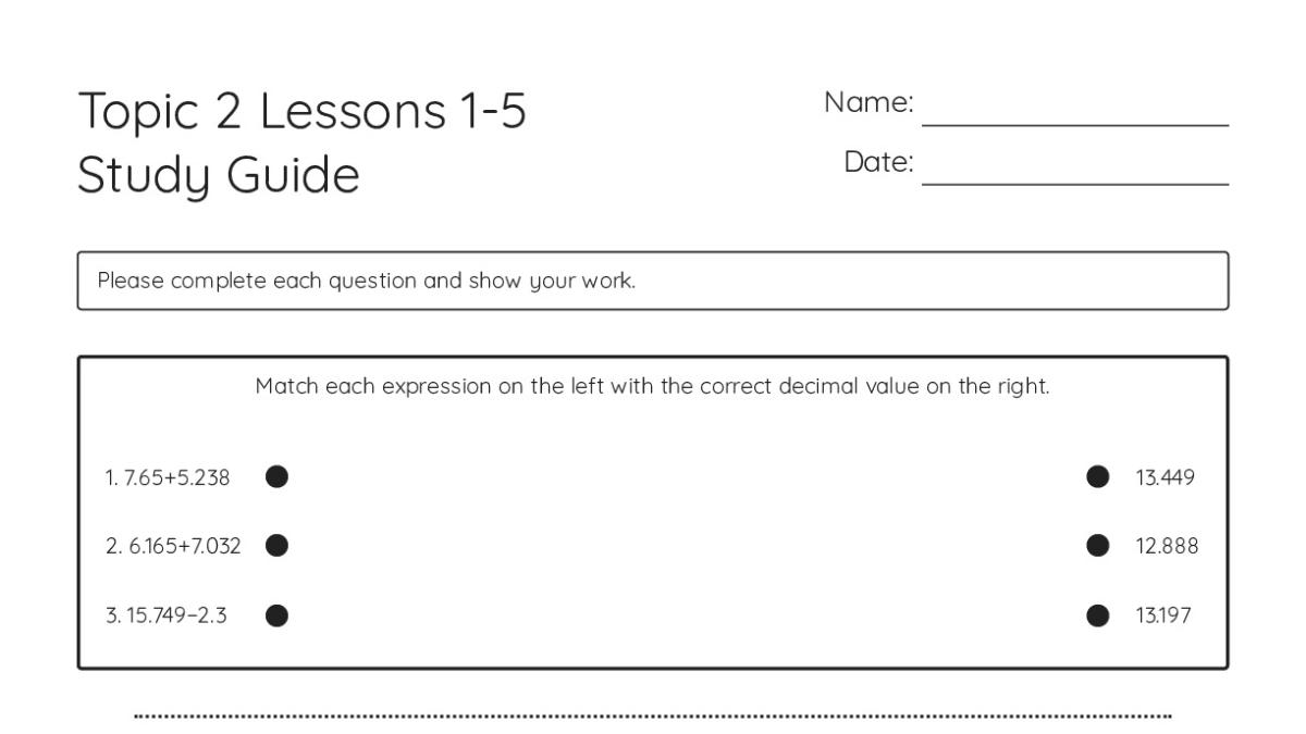 Topic 2 Lessons 1-5 Study Guide - My Worksheet Maker: Create Your Own ...