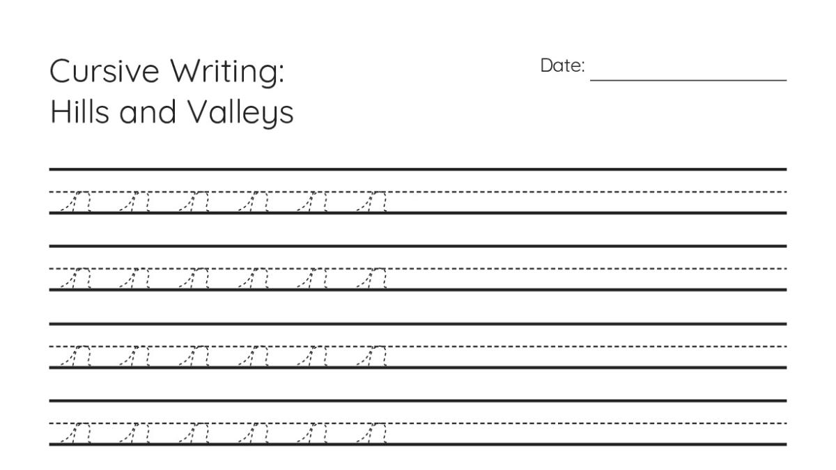 Cursive Writing: Hills and Valleys - My Worksheet Maker: Create Your ...
